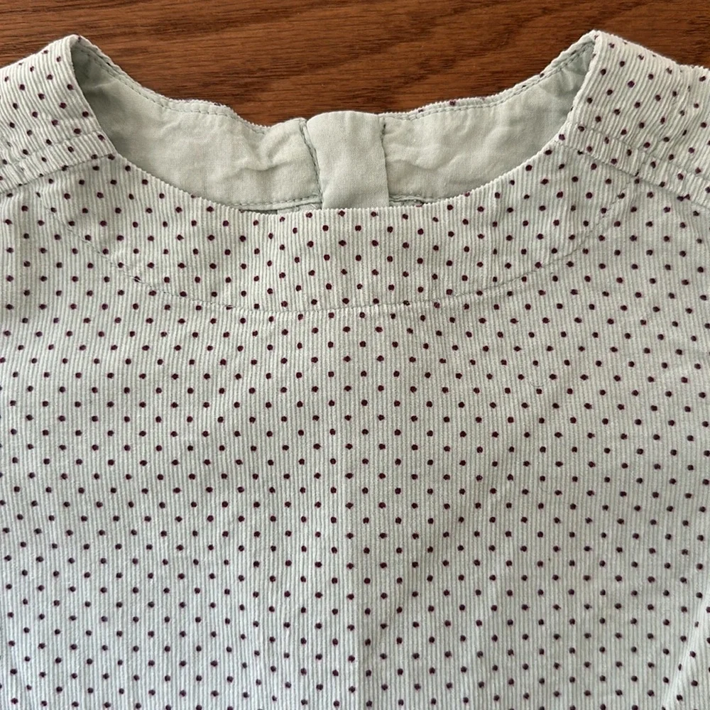 🩵 GAP KIDS Girls Dress size 4T polka dot light teal blue corduroy EUC